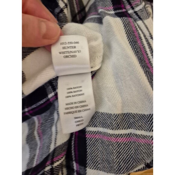 Revolve Rails Hunter Plaid Button Down Shirt White Navy & Orchid Sz S - Picture 12 of 12